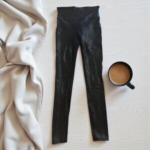 SPANX Womens Black Metallic Skinny Leggings Size Small